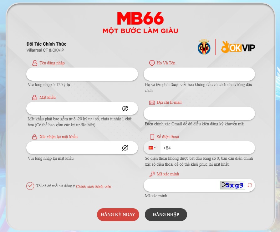 Đăng Ký MB66 - Cơ Hội Trải Nghiệm Trò Chơi Uy Tín Và Chất Lượng 8 Điền mẫu thông tin đăng ký MB66 theo mẫu
